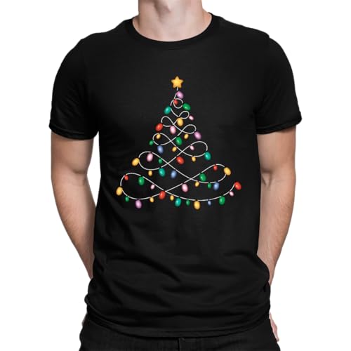 Weihnachtsbaum Lichterkette - Weihnachten Xmas Set Herren T-Shirt, Schwarz, M von Unibly