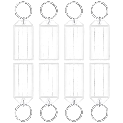 Uniclife 80 Stück Schlüsselanhänger 5 cm mit linierten Blanko-Papier-Etiketten Transparente Abdeckungen und geteilte Ringe Stabile Artikelkennzeichnungen, Weiß von Uniclife