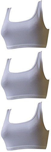 3-er Pack Sport BH Bustier 92% Baumwolle weiß oder schwarz (Stück ab 5,99 Euro) (2XL = 90, weiß) von Uniconf