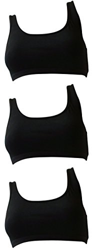 3-er Pack Sport BH Bustier 92% Baumwolle weiß oder schwarz (Stück ab 5,99 Euro) (L = 80, schwarz) von Uniconf