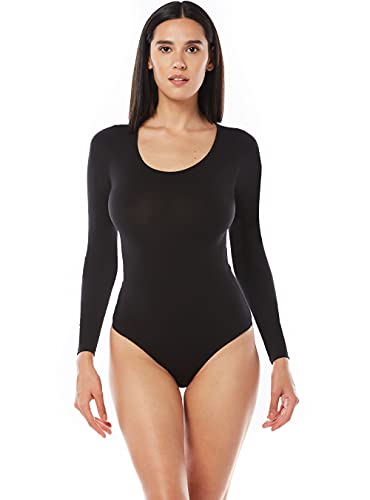 Uniconf Damen Langarm Body Stretch Baumwolle Rundhals Schwarz Größe L von Uniconf