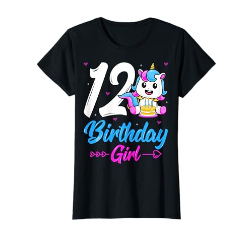 Birthday Cake 12 Years Old Cute Unicorn 12th Birthday Girl T-Shirt von Unicorn 12th Birthday Gifts Co.