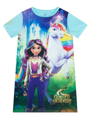 Unicorn Academy Nachthemd | Einhorn Nachthemd Mädchen | Madchen Nachtkleid | Blau 128 von Unicorn Academy