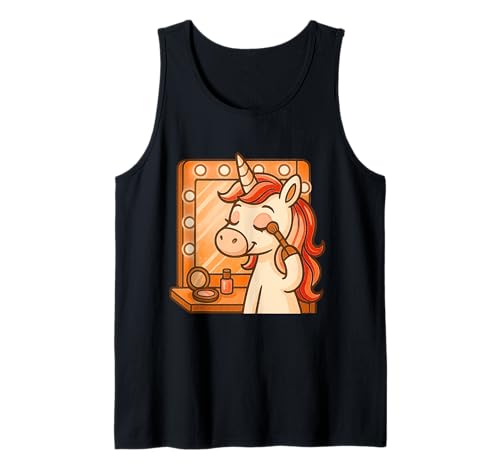 Einhorn Auftragen Make-up Jungen Mädchen Männer Frauen Kinder Erwachsene Tank Top von Unicorn Applying Makeup Rainbow Shop