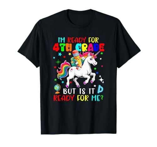 Ready For 4th Grade Pencil On Unicorn Students Kids Colorful T-Shirt von Unicorn Back To School Costume