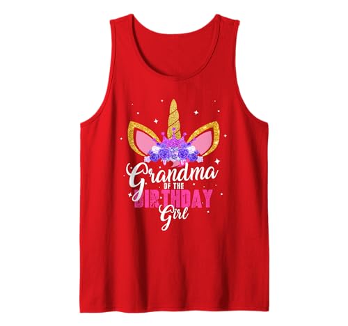 Oma des Geburtstags Mädchen Einhorn Geburtstag Großmutter Tank Top von Unicorn Birthday Girl Family T-Shirt BW Art