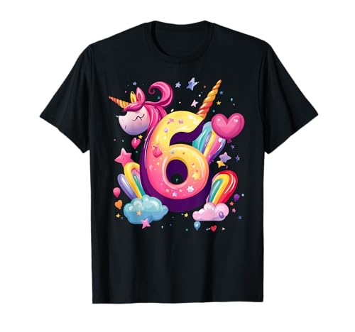 6. Geburtstag Mädchen Einhorn 6 Jahre alt für Kinder 6. Geburtstag T-Shirt von Unicorn Birthday Magic