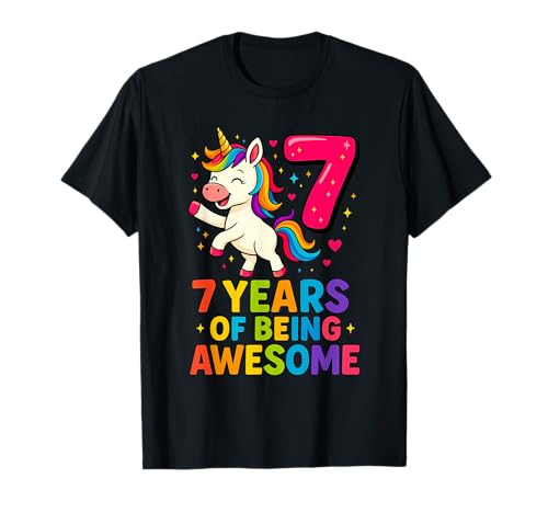 Unicorn 7th Birthday I'm 7 Years Old Girl Unicorn T-Shirt von Unicorn Birthday for 7 Year Old Girls
