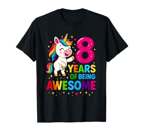 Unicorn 8th Birthday I'm 8 Years Old Girl Unicorn T-Shirt von Unicorn Birthday for 8 Year Old Girls