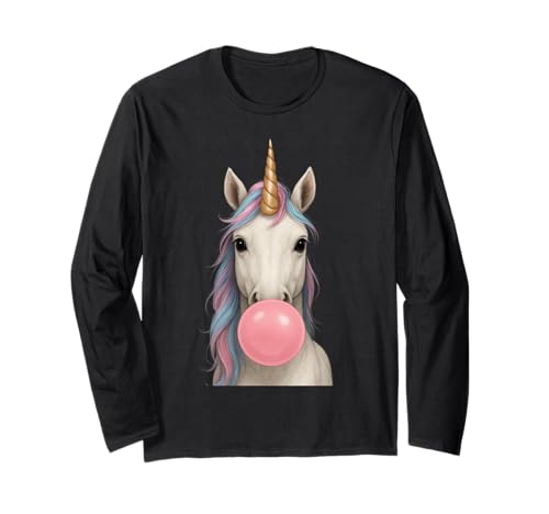 Einhorn Blasen Kaugummi Jungen Mädchen Männer Frauen Kinder Erwachsene Langarmshirt Einhorn Blasen Kaugummi Jungen Mädchen Männer Frauen Kinder Erwachsene Langarmshirt von Unicorn Blowing Bubble Gum Rainbow Shop