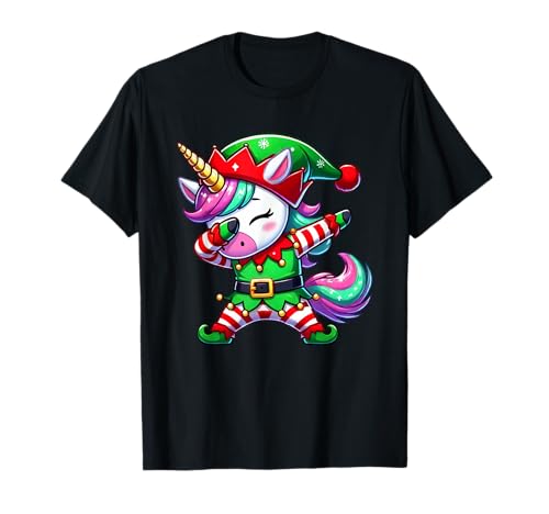 Unicorn Christmas Designs Men Women Kids - Weihnachten Einhorn Elfe Lustig Einhorn Liebhaber Frauen Mädchen T-Shirt - Schwarz, Klein von Unicorn Christmas Designs Men Women Kids