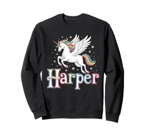 Magical Harper Einhorn Mädchen Vornamen Design Sweatshirt von Unicorn Dreams and First Names