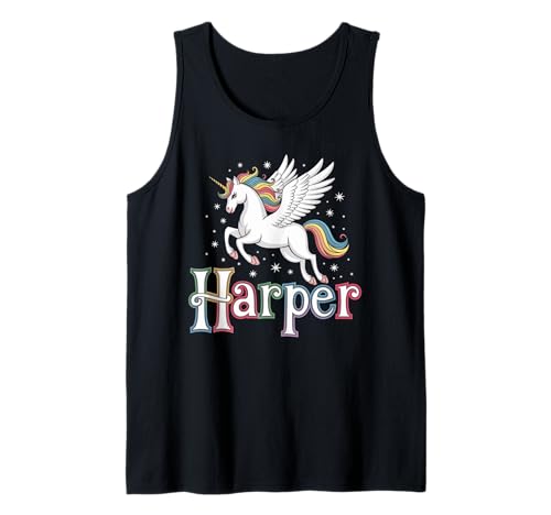Magical Harper Einhorn Mädchen Vornamen Design Tank Top von Unicorn Dreams and First Names