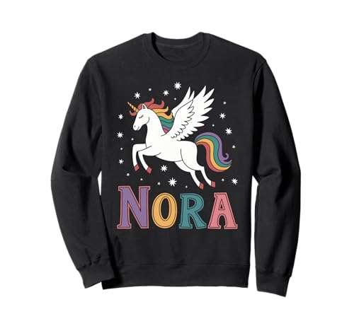 Magical Nora Einhorn Mädchen Vornamen Design Sweatshirt Magical Nora Einhorn Mädchen Vornamen Design Sweatshirt von Unicorn Dreams and First Names