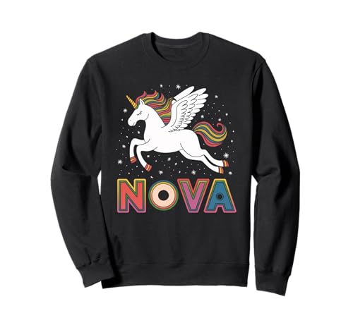 Magisches Nova Einhorn Mädchen Vornamen Design Sweatshirt Magisches Nova Einhorn Mädchen Vornamen Design Sweatshirt von Unicorn Dreams and First Names