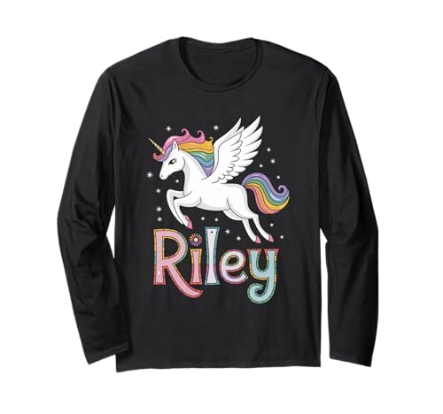 Magisches Riley Einhorn Mädchen Vornamen Design Langarmshirt Magisches Riley Einhorn Mädchen Vornamen Design Langarmshirt von Unicorn Dreams and First Names