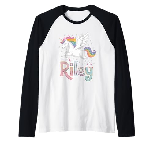 Magisches Riley Einhorn Mädchen Vornamen Design Raglan Magisches Riley Einhorn Mädchen Vornamen Design Raglan von Unicorn Dreams and First Names