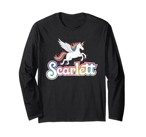 Magisches Scarlett Einhorn Mädchen Vornamen Design Langarmshirt von Unicorn Dreams and First Names