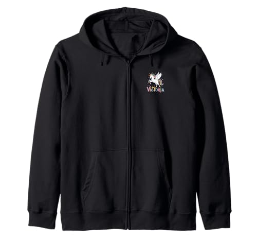 Magisches Victoria Einhorn Mädchen Vorname Design Kapuzenjacke Magisches Victoria Einhorn Mädchen Vorname Design Kapuzenjacke von Unicorn Dreams and First Names