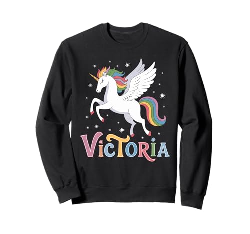 Magisches Victoria Einhorn Mädchen Vorname Design Sweatshirt Magisches Victoria Einhorn Mädchen Vorname Design Sweatshirt von Unicorn Dreams and First Names
