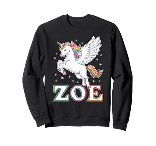 Magisches Zoe Einhorn Mädchen Vorname Design Sweatshirt Magisches Zoe Einhorn Mädchen Vorname Design Sweatshirt von Unicorn Dreams and First Names