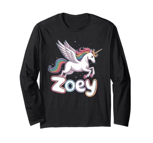 Magisches Zoey Einhorn Mädchen Vornamen Design Langarmshirt Magisches Zoey Einhorn Mädchen Vornamen Design Langarmshirt von Unicorn Dreams and First Names