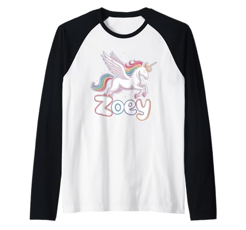 Magisches Zoey Einhorn Mädchen Vornamen Design Raglan Magisches Zoey Einhorn Mädchen Vornamen Design Raglan von Unicorn Dreams and First Names