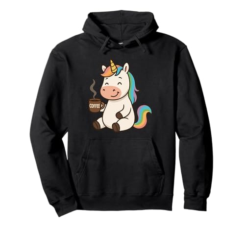 Einhorn Trinken Kaffee Jungen Mädchen Männer Frauen Kinder Erwachsene Pullover Hoodie von Unicorn Drinking Coffee Rainbow Shop