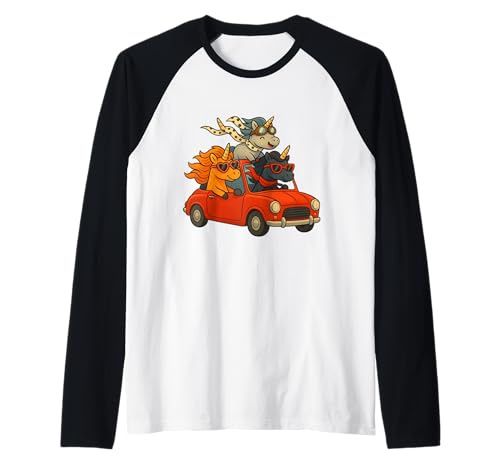 Einhörner Fahren EIN Auto Jungen Mädchen Männer Frauen Kinder Erwachsene Raglan Einhörner Fahren EIN Auto Jungen Mädchen Männer Frauen Kinder Erwachsene Raglan von Unicorn Driving A Car Rainbow Shop