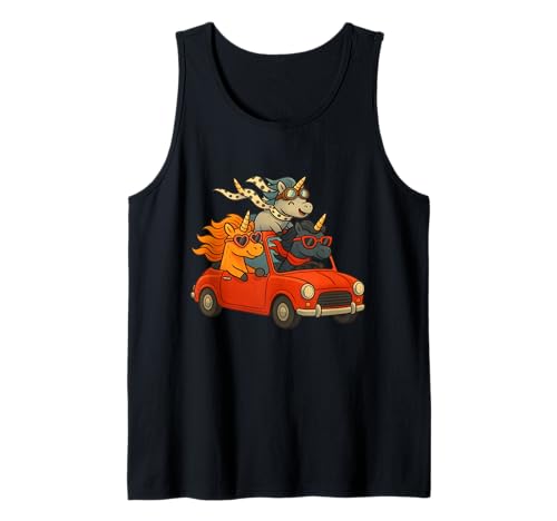 Einhörner Fahren EIN Auto Jungen Mädchen Männer Frauen Kinder Erwachsene Tank Top von Unicorn Driving A Car Rainbow Shop