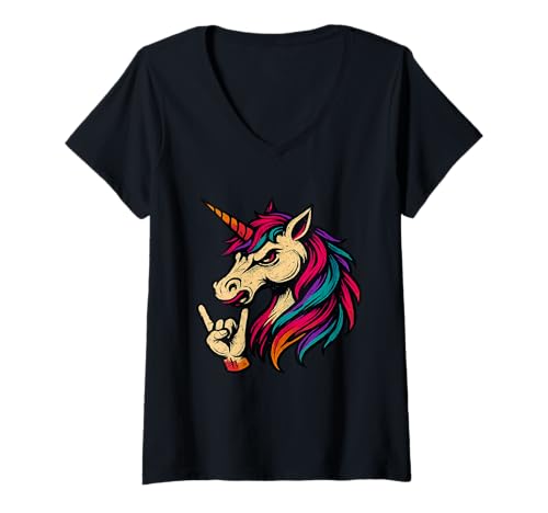Damen Bad Boy Einhorn T-Shirt mit V-Ausschnitt Damen Bad Boy Einhorn T-Shirt mit V-Ausschnitt von Unicorn Gifts