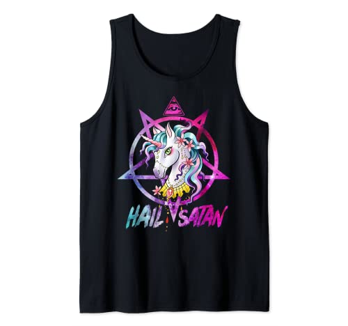 Einhorn Hagel Satan Death Metal Regenbogen Geschenke Rave Herren Damen Tank Top von Unicorn Hail Satan