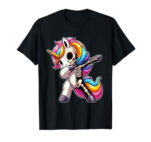 Dabbing Unicorn Half Skeleton Halloween Costume Lover Kids T-Shirt von Unicorn Halloween Costume