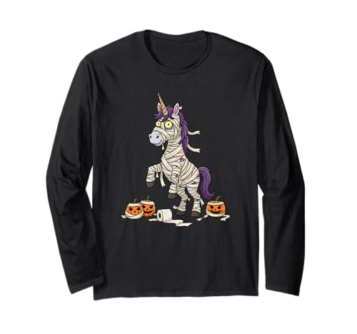 Lustiges Einhorn Mama Kürbis Halloween Kinder Herren Damen Langarmshirt von Unicorn Lovers Cute Halloween Outfits for Boy Girl
