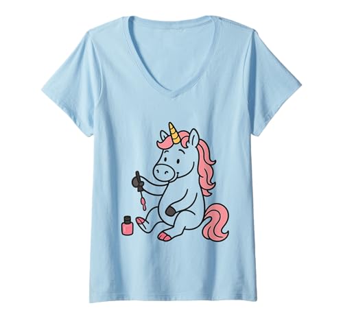 Damen Einhorn Malerei Zehen Mädchen Teenager Frauen Kinder Erwachsene T-Shirt mit V-Ausschnitt Damen Einhorn Malerei Zehen Mädchen Teenager Frauen Kinder Erwachsene T-Shirt mit V-Ausschnitt von Unicorn Painting Toes Rainbow Shop