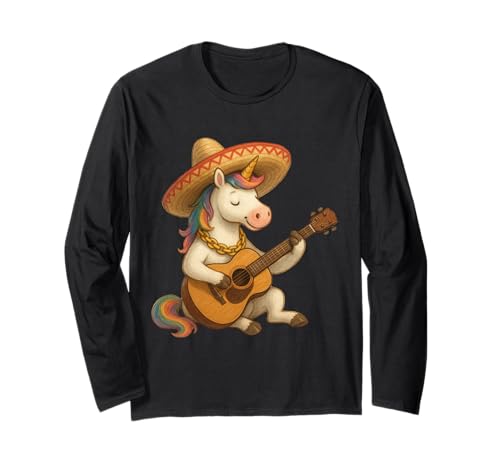 Einhorn spielt Gitarre Jungen Mädchen Männer Frauen Kinder Erwachsene Langarmshirt von Unicorn Playing Guitar Rainbow Shop