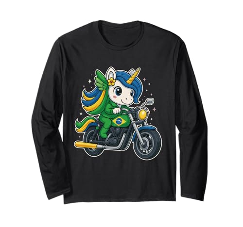 Einhorn reitet EIN Brasilien Motorrad Jungen Mädchen Männer Frauen Kinder Langarmshirt Einhorn reitet EIN Brasilien Motorrad Jungen Mädchen Männer Frauen Kinder Langarmshirt von Unicorn Riding A Brazil Motorcycle Rainbow Shop