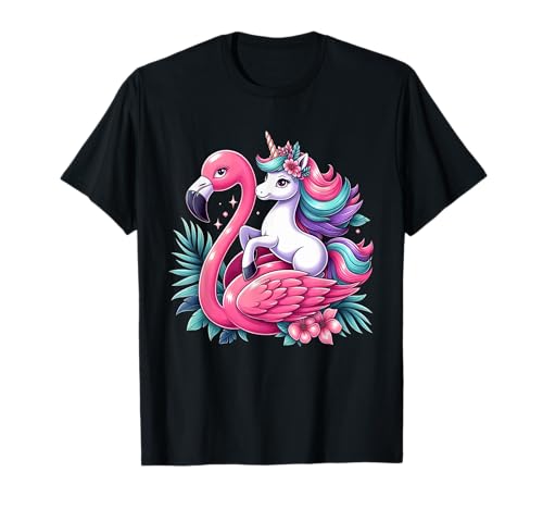 Einhorn reiten Flamingo Mädchen Frauen Erwachsene T-Shirt von Unicorn Riding Flamingo Rainbow Shop