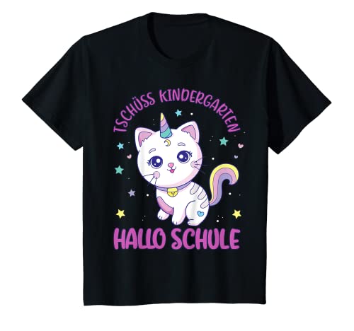 Kinder Einhorn Katze Kostüm Einhornkatze Kindergarten Abschied T-Shirt von Unicorn Schulanfang T-Shirt 2022 Mädchen Einhorn