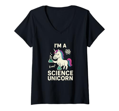 Damen Lustiges Einhorn-Design mit Wissenschafts-Geek-Nerd-Humor T-Shirt mit V-Ausschnitt Damen Lustiges Einhorn-Design mit Wissenschafts-Geek-Nerd-Humor T-Shirt mit V-Ausschnitt von Unicorn Science Nerdy Geek Sarcasm Apparel