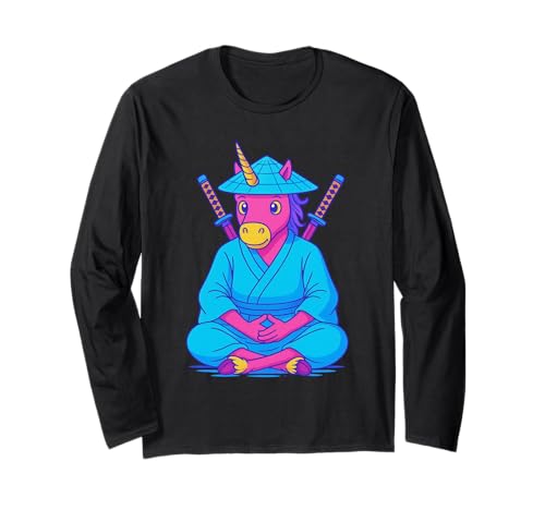 Einhorn sitzend wie Samurai Jungen Mädchen Männer Frauen Kinder Erwachsene Langarmshirt Einhorn sitzend wie Samurai Jungen Mädchen Männer Frauen Kinder Erwachsene Langarmshirt von Unicorn Sitting Like Samurai Rainbow Shop