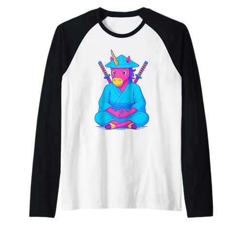 Einhorn sitzend wie Samurai Jungen Mädchen Männer Frauen Kinder Erwachsene Raglan Einhorn sitzend wie Samurai Jungen Mädchen Männer Frauen Kinder Erwachsene Raglan von Unicorn Sitting Like Samurai Rainbow Shop