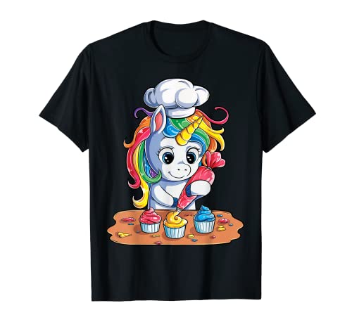 Einhorn Cupcake Lustige Mädchen Kinder Backen Kuchen Regenbogen Geschenke T-Shirt von Unicorn Squad Co