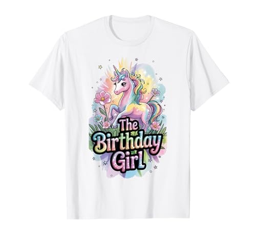 Einhorn Geburtstag Mädchen Retro Regenbogen Party Mädchen Frauen T-Shirt Einhorn Geburtstag Mädchen Retro Regenbogen Party Mädchen Frauen T-Shirt von Unicorn Tees NYC