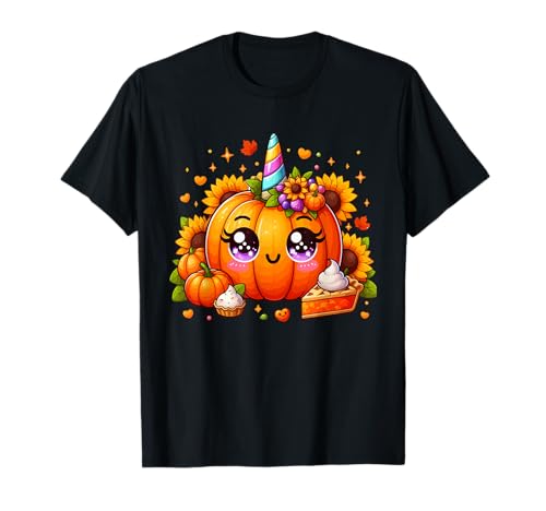 Floral Pumpkin As Unicorn Face Thanksgiving Matching Kids T-Shirt Floral Pumpkin As Unicorn Face Thanksgiving Matching Kids T-Shirt von Unicorn Thanksgiving Costume