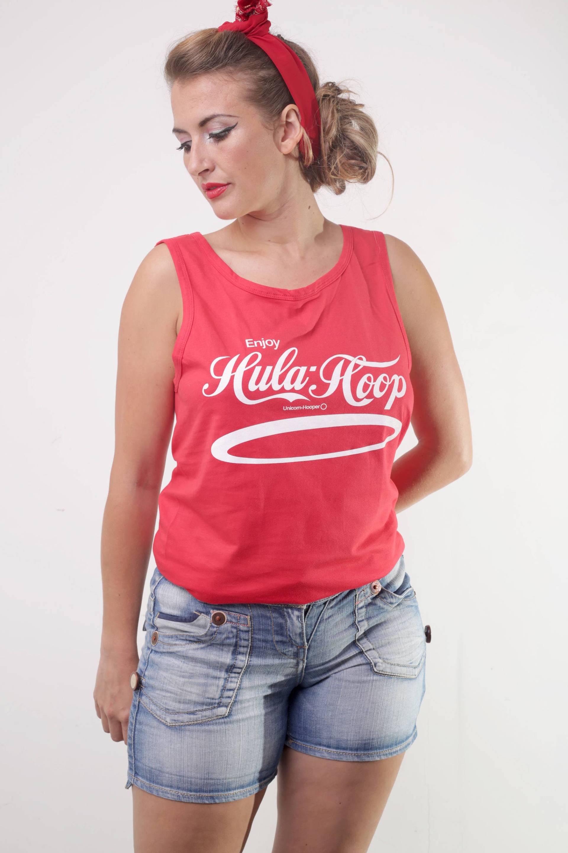 Enjoy Hula Hoops Rote Weste Tank Top Coke Inspiriertes Logo von UnicornHooper
