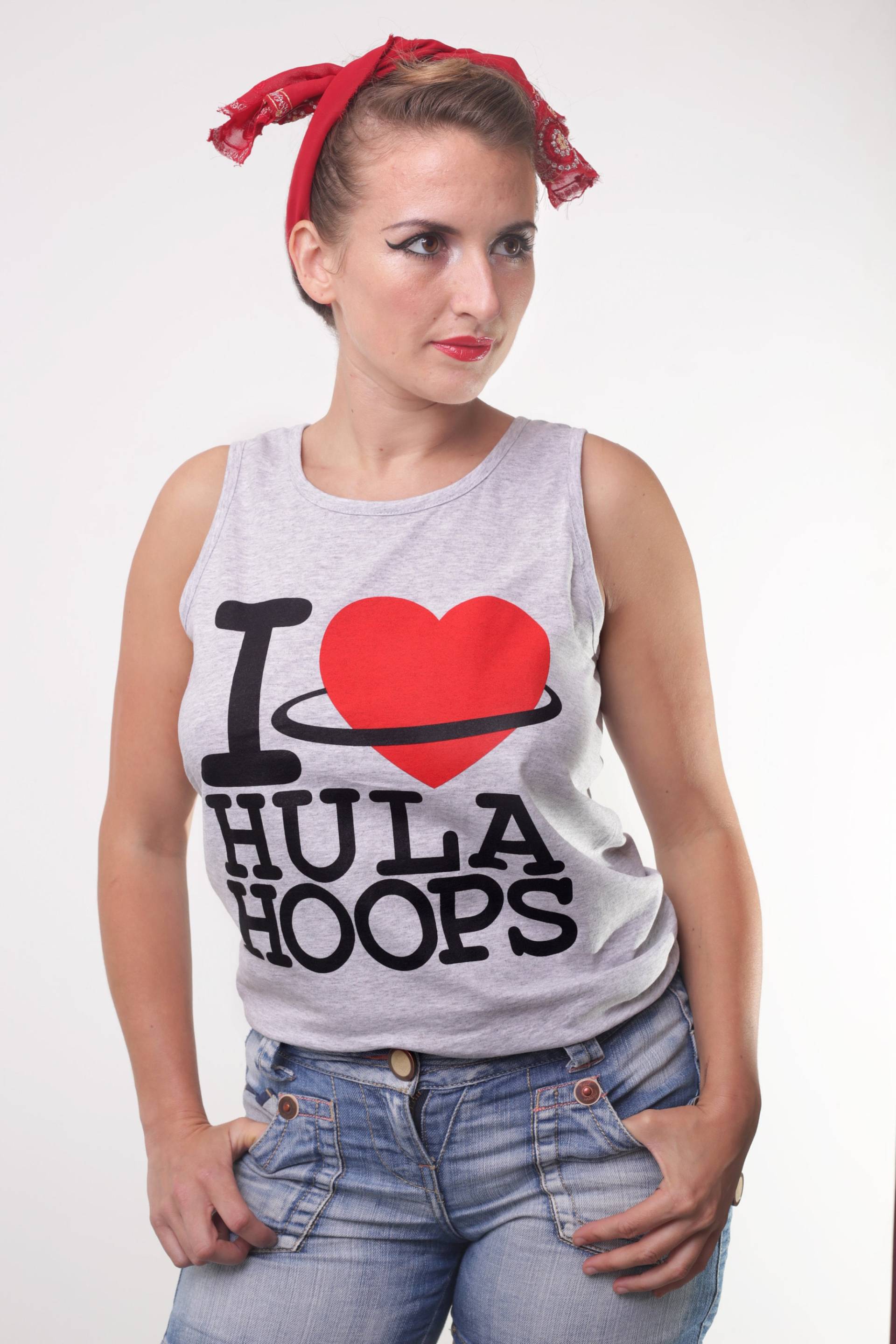 I Love Hula Hooping Tank Top Hellgrau Oder Weiß Herz Hooping von UnicornHooper