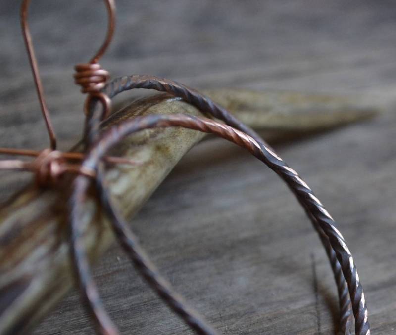 Hoops Ohrringe, Kupfer Hoops, An Haken 2" Große Hoop Torque Schmuck, Torc Recyceltes von UnicornVibration