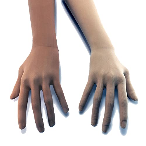 Nude Illusion Second Skin Sheer Seamless Stretch Handschuhe mit elastischer Obernaht in Beige, Hellbraun, Braun; Über dem Ellenbogen, Damen und Herren, beige, Einheitsgröße von Unicorns Poop Glitter