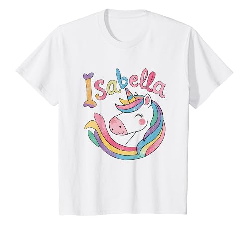Kinder Isabella Einhorn Magical Power Personalisiertes Geschenk für Kinder T-Shirt von Unicorns and Dinosaurs Personalized Gift for Kids
